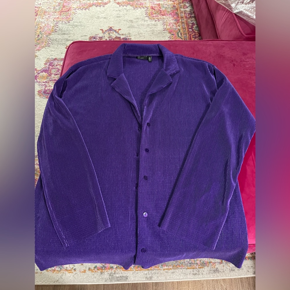 🟣🏖️ASOS DESIGN plisse longline beach shirt 👚